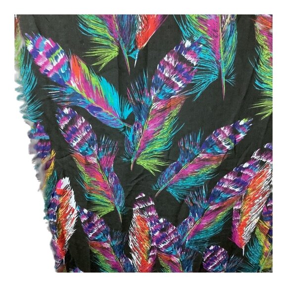 Bright Feather Print Womens Lightweight Scarf Multicolor 72"x30" Wrap Shawl - Picture 6 of 11
